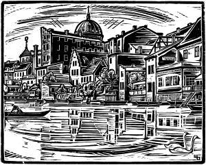 Alte Fahrt Holzschnitt Walter Bullert